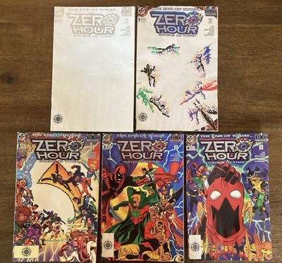 Zero Hour UPC logo variant 0, 1, 2, 3, 4 set Lot DC Comics - water damage VG