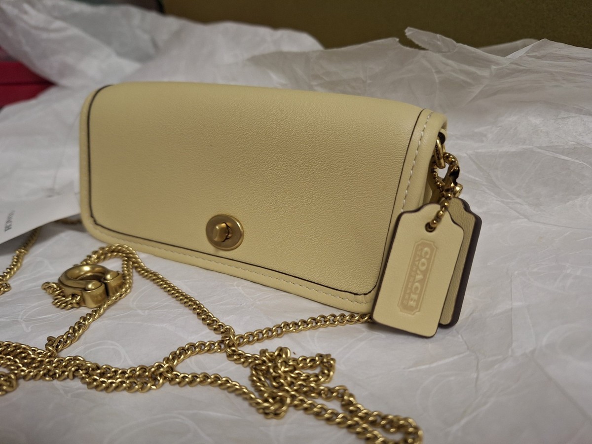 Coach CZ108 Refined Calf Moonlight Leather Dinky 14 Gold Chain