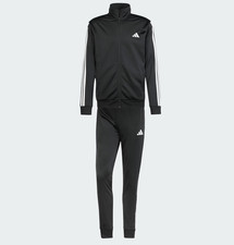 Adidas SPORTSWEAR BASIC 3 STRIPES TRICOT TRACKSUIT - Black - Men Size M (Medium)