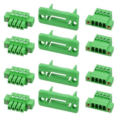 4Set 4 Pin 3.5mm Pitch PCB Flange Mount Screw Terminal Block Connector Plug