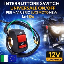 INTERRUTTORE SWITCH UNIVERSALE ON/OFF PER MANUBRIO LUCI MOTO NEW fari 12v