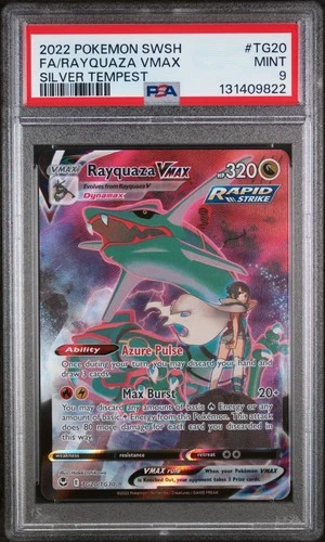 2022 POKEMON SWORD & SHIELD SILVER TEMPEST #TG20 FULL ART/RAYQUAZA VMAX PSA 9