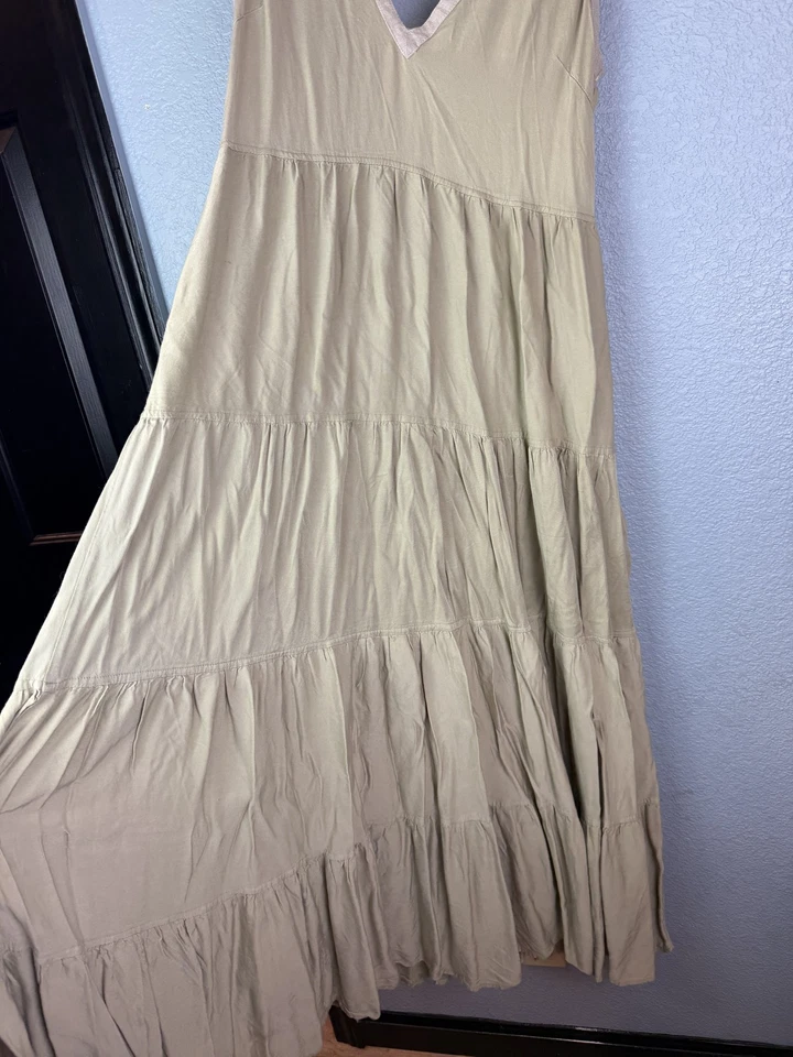 Chintamani Dress Womens Medium Maxi Sleeveless Tiered Boho Bamboo - Image 2 of 4