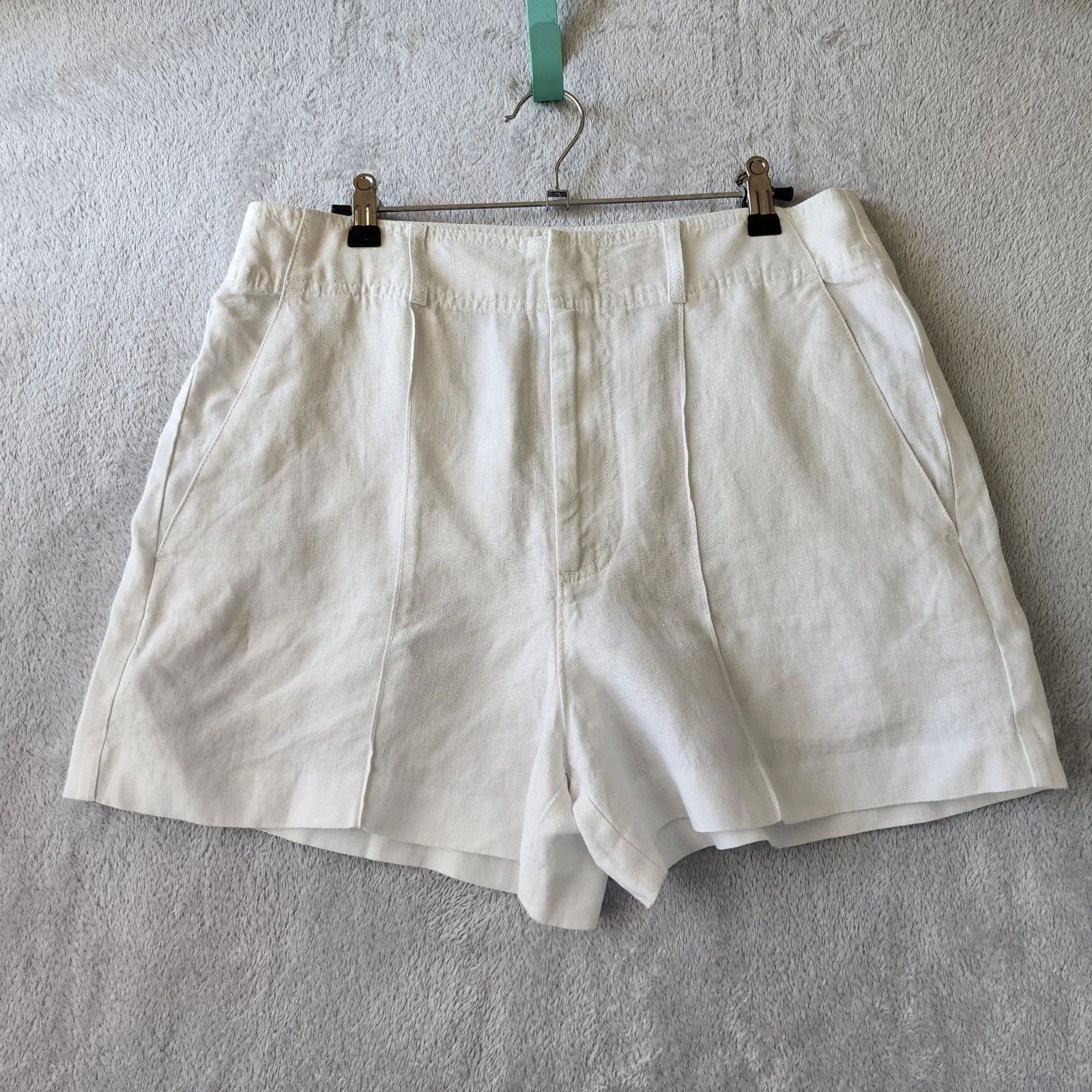Madewell Linen Shorts Womens Size 8 White Fairbanks Pant Pockets 100% NWT