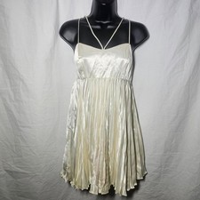 Vintage 90s y2k off white cream satin babydoll dress
