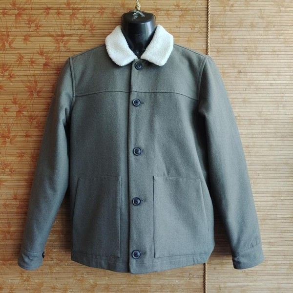 Men Farah Jacket Khaki Wool 36 / S / 44
