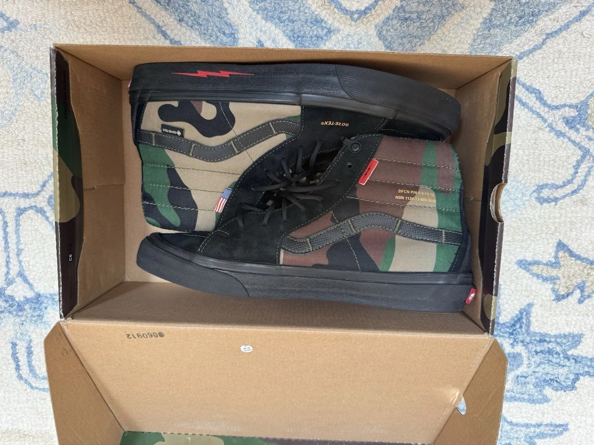 Size 10 - DEFCON x Vans Sk8- Notchback GTX High Black Woodland Camo