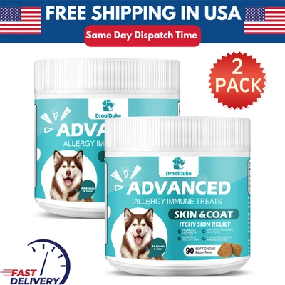 DROOL DUKE (2 Packs)Dog Allergy Relief-Itching Skin Relief- Dog Support for Itchy Skin Ears