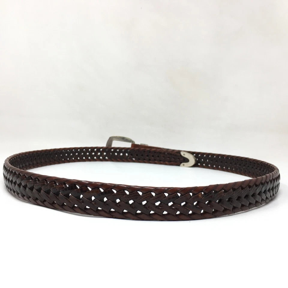 Fossil 编织编织腰带女式 XL 码特大号棕色蜥蜴谷物皮革 — 第 3/4 张图片