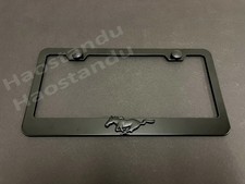 1x Black Pony 3d Emblem Black Stainless License Plate Frame 1x Black Pony 3d Emblem Black Stainless License Plate Frame