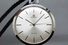  Near MINT OMEGA De Ville 1714 Cal.601 Silver Manual Hand Winding Pocket Watch