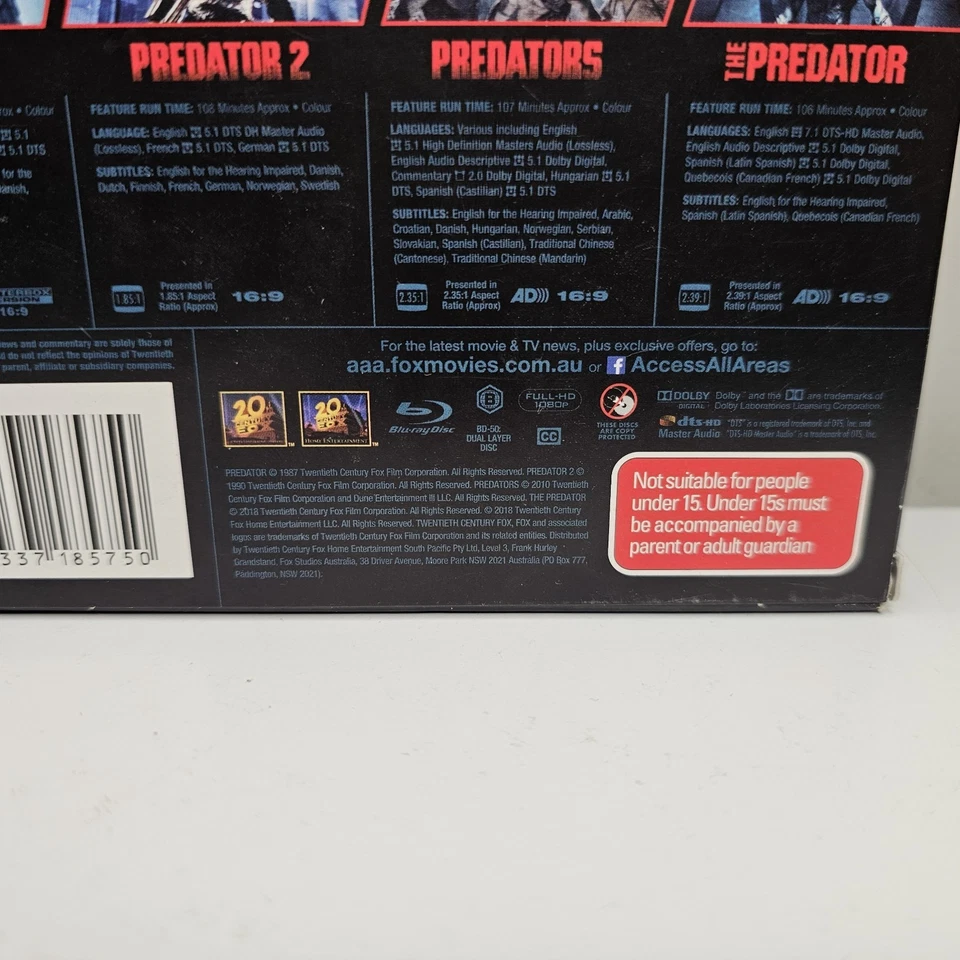 Predator: 4 Movie Collection: Predator 1/2 / Predators / The Predator Bluray Set - Image 3 of 4