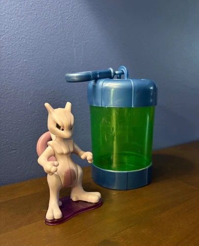 Nintendo Pokemon Mewtwo Burger King Toy Figure 1999 In Green Tube Case Clip On