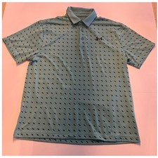 Under Armour Playoff Polo Mens Large Blue Geometric Print HeatGear 1327037