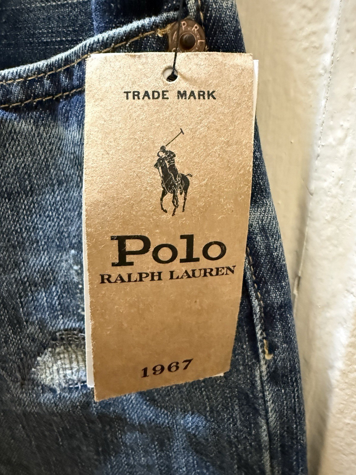 Polo Ralph Lauren 1967 Distressed Blue Denim Jeans Boys Size 12 NWT 100% Cotto