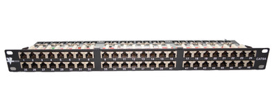 Vertical Cable Cat6A 48-Port STP Patch Panel   Rack Mount Network Distribution
