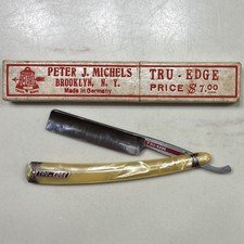 Peter J. Michels Tru-Edge Straight Razor Brooklyn N.Y. Made in Germany w/ Box