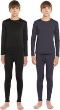 ViCherub Boys XL Thermal Long Johns 2 Pack Set Black/Gray Fleece Lined