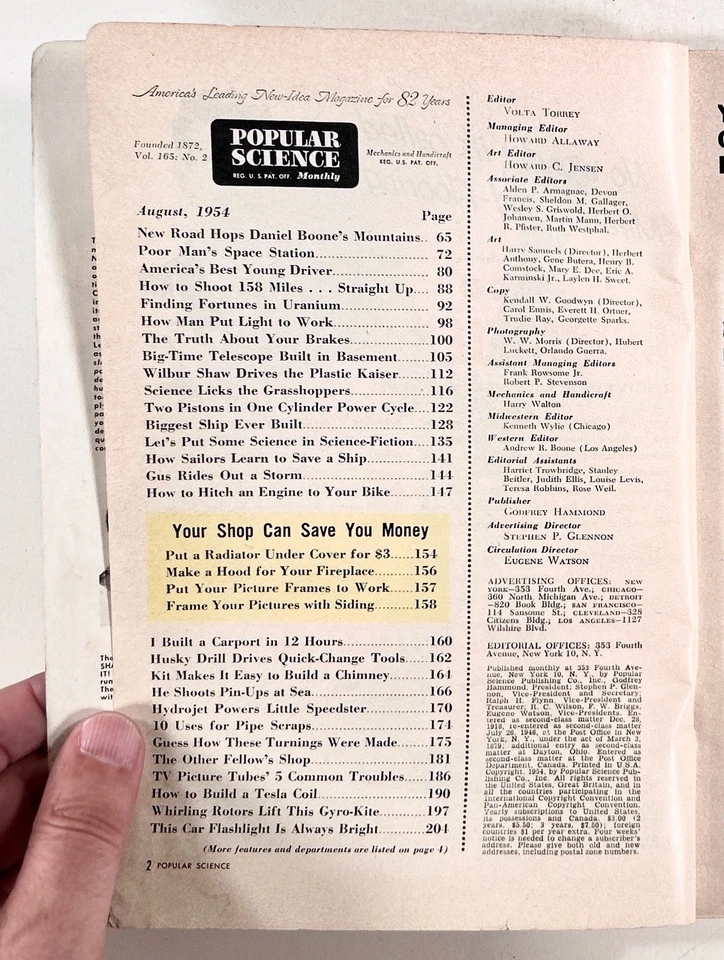 1954 Aug POPULAR SCIENCE Uranium mining SUPERHIGHWAYS Biggest Ship Ever Built &c — 第 4/4 张图片