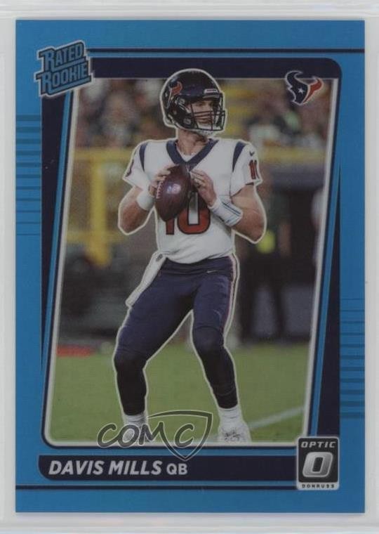 2021 Panini Donruss Optic Rated Aqua Prizm 96/299 Davis Mills #222 Rookie RC o8g