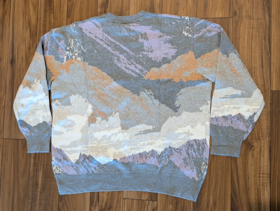 Levi’s Oversized Knit Sweater L Large Landscape Mountain Abstract Pastel 80s... - Image 2 of 4