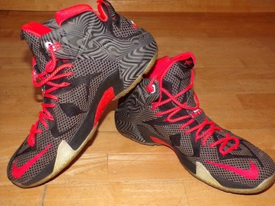 NIKE Mens LEBRON 12 COURT VISION Black Crimson Basketball Shoes US 12 684593-016