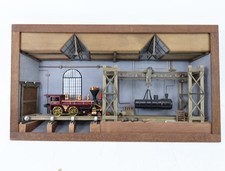 Diorama Wandbild Dampflok in Werkstatt mit Po...
