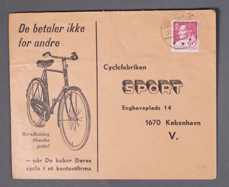 MayfairStamps Greenland Bicycle Advertising to Copenhagen Denmark Cover aaz_4208