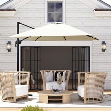 Image of Square Cantilever Roma Parasol 360 Degree Rotation with Crank & Base, Dark Grey