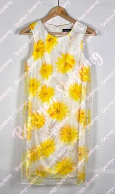 Marc Cain Collections Kleid N1 DE 34 XS Etuikleid Weiß Gelb Blumen Organza - Bild 1 von 4