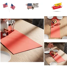 Table Runner 13x36 in Long | Cotton Canvas Fabric | Coral Solid Color | for D...
