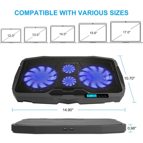 USB Laptop Cooler Pad chłodzący Stojak Regulowany 6 wentylatorów do gier PC Stojak na notebooka - Zdjęcie 24 z 42