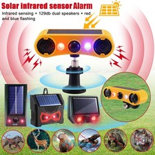 Loud 2 130db Solar Outdoor Motion Sensor Alarm Siren Ultrasonic Animal Detector
