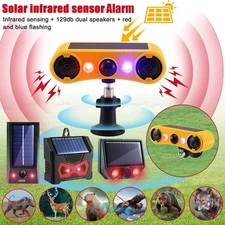 Loud 2*130db Solar Outdoor Motion Sensor Alarm Siren Ultrasonic Animal Detector