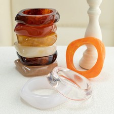 Vintage Acrylic Chunky Resin Bangle Irregular Geometric Statement Bracelet