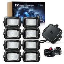 C2 8-Pod RGBW LED Rock Lights Kit For Jeep Truck SUV/Underbody Neon Glow