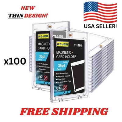 100 Mags Magnetic Card Holders 35pt Thin Sports TCG One Touch Card Case Display