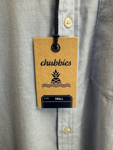 CHUBBIES Blue Oxford The Buttoned Up Shirt Men's Small Pineapple Tag NWT - Picture 4 of 9
