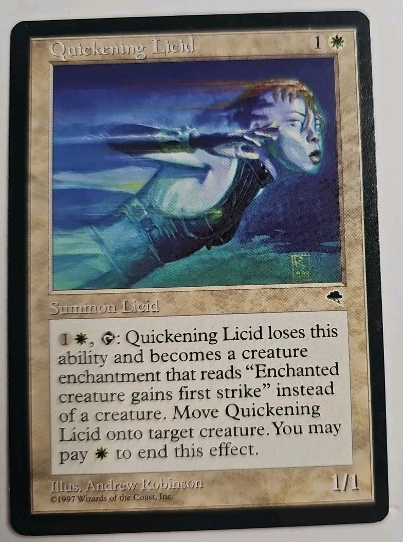 MTG Magic The Gathering Card Quickening Licid Summon Licid White Tempest 1997
