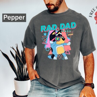 Rad Dad Blue Shirt tee shirt retro blue dog shirt