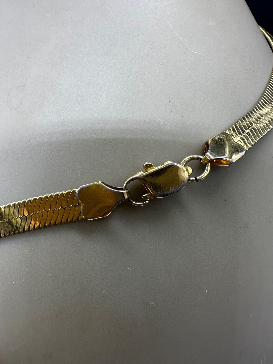 ESTATE GOLD PLATED CLASSIC FLAT SNAKE CHAIN NECKLACE 17