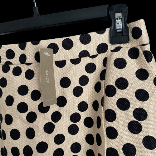 J Crew Mini Skirt Women Size 4 Cream/ Black Big Polka Dots Lined - Picture 8 of 11