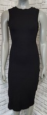 Sleeveless Ribbed Slim Fit Midi Dress Cutout Womens Size Small Black