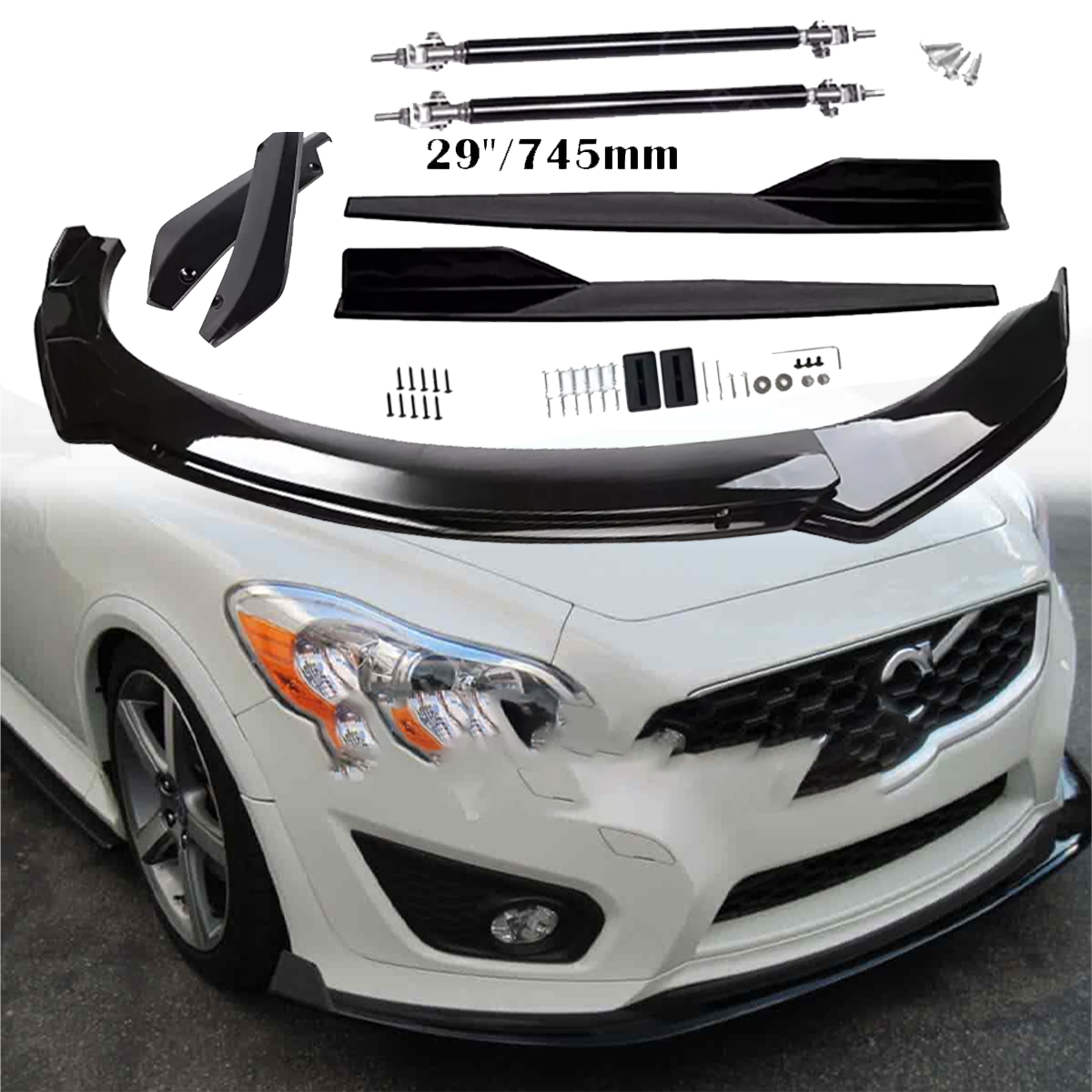 Volvo C30 C40 C70 Front Rear Bumper Lip Spoiler Splitter Side Skirt Kit