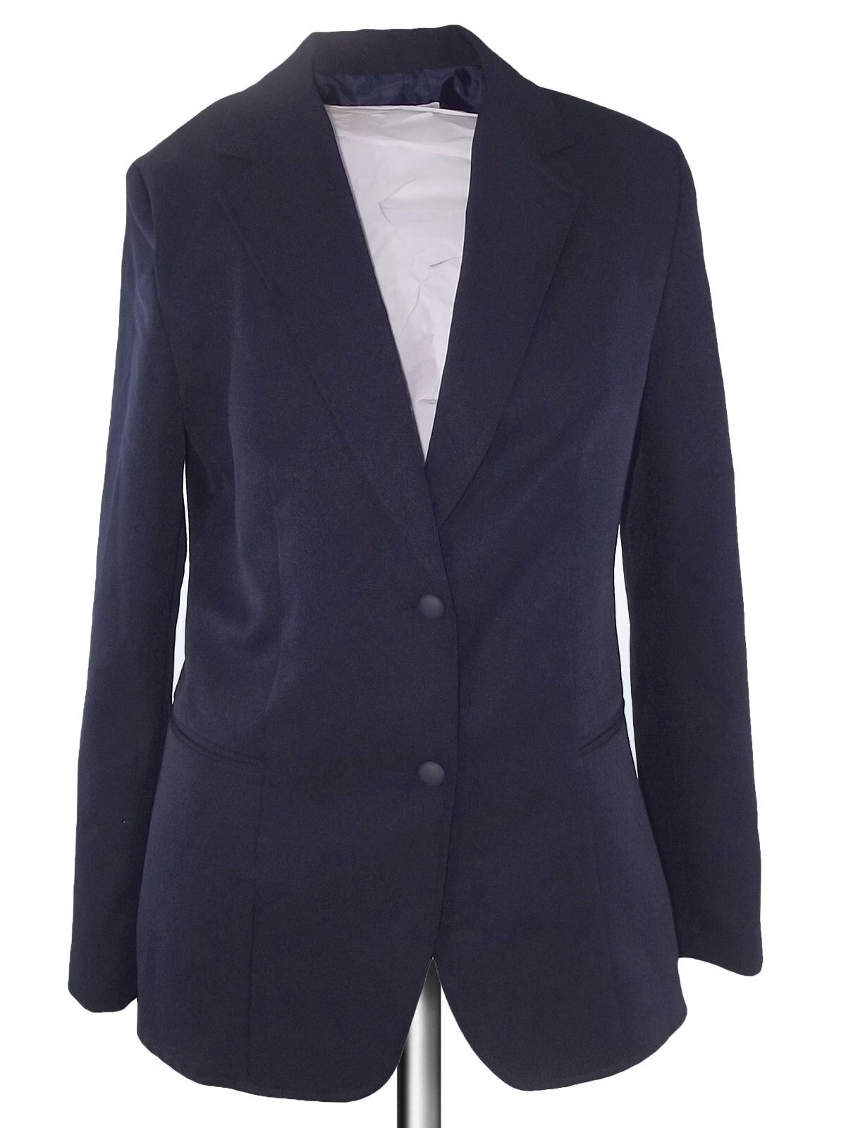 Isacco Giacca Da Donna Blu Taglia 40 Made In Italy 2 Bottoni Da Lavoro Elegante