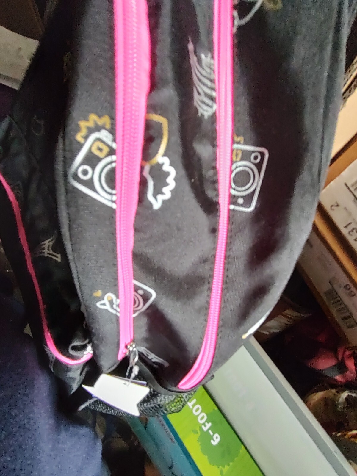 Claire's Black Silver Paris Backpack Book Bag 18" w/Laptop Sleeve- Charms