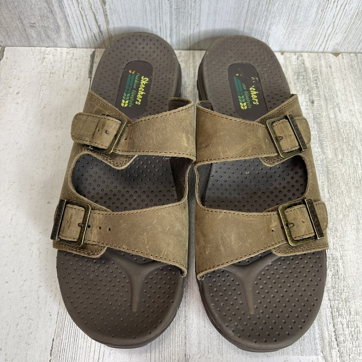 Skechers Brown Slides Leather Women display picture 2