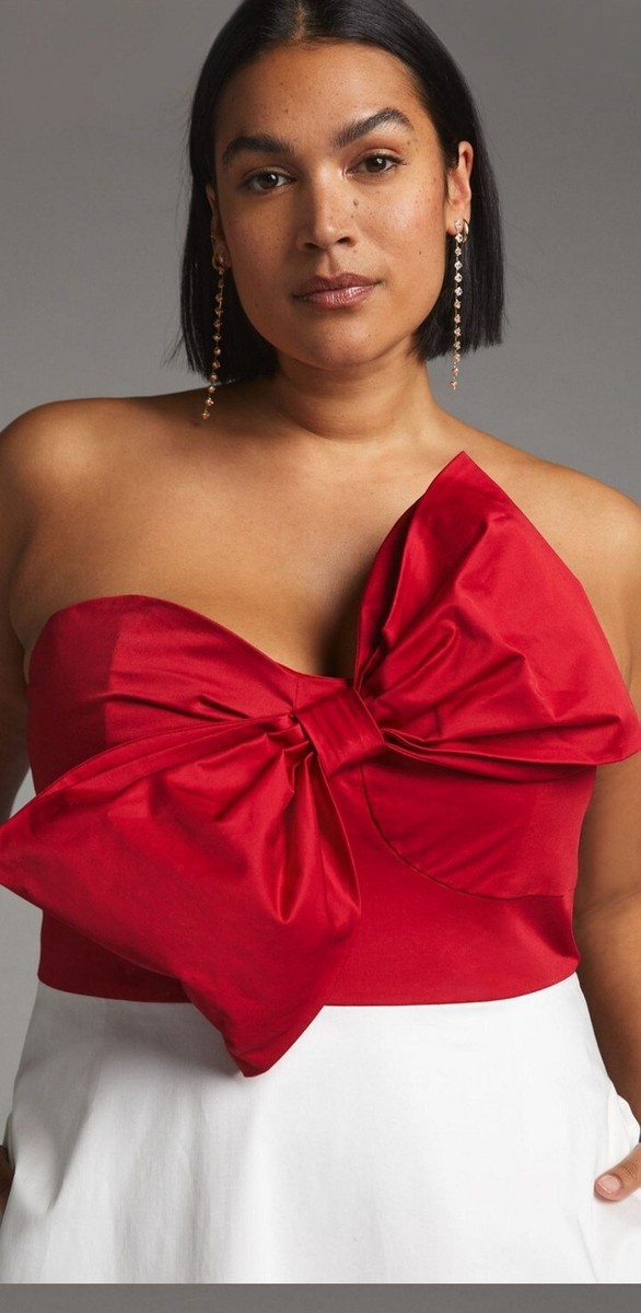 Anthropologie Hutch Colorblock Bow Tie Red and White Maxi Dress sz(16W) |  eBay