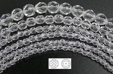 Czech Fire Polished Round Faceted Glass Beads in clear Crystal Preciosa
