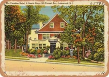 METAL SIGN - New Jersey Postcard - The Paradise Hotel, 505 Forrest Ave., Lakewo